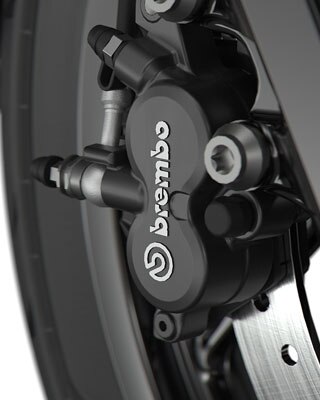 Vidíme čierny brzdný systém Brembo.