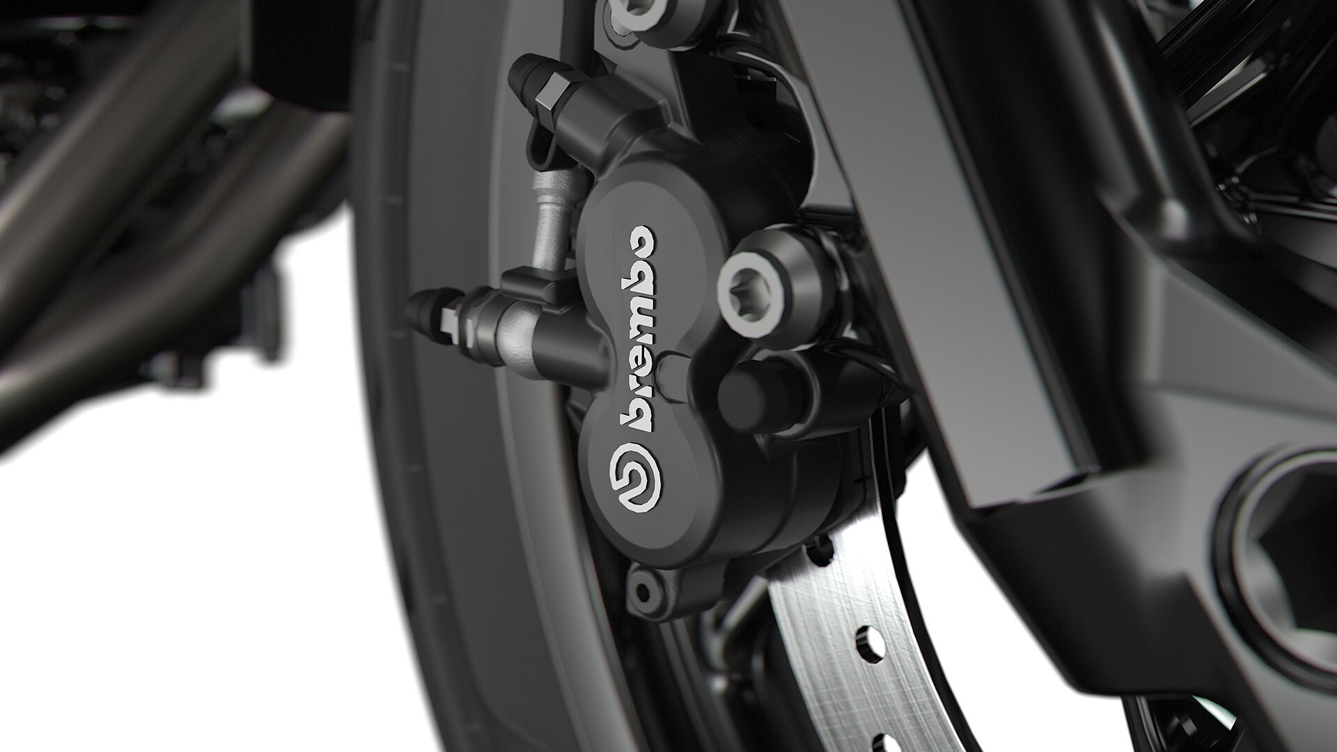 Vidíme čierny brzdný systém Brembo.