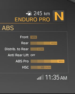 Zobrazené: jazdné režimy Pro na TFT displeji modelu F 850 GS.
