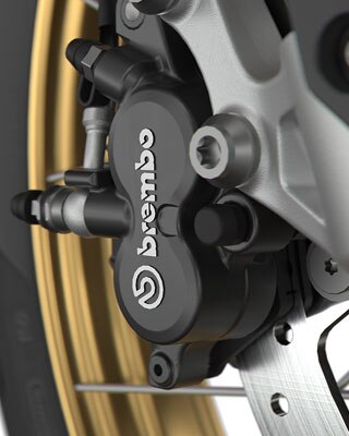Vidíme čierny brzdný systém Brembo.
