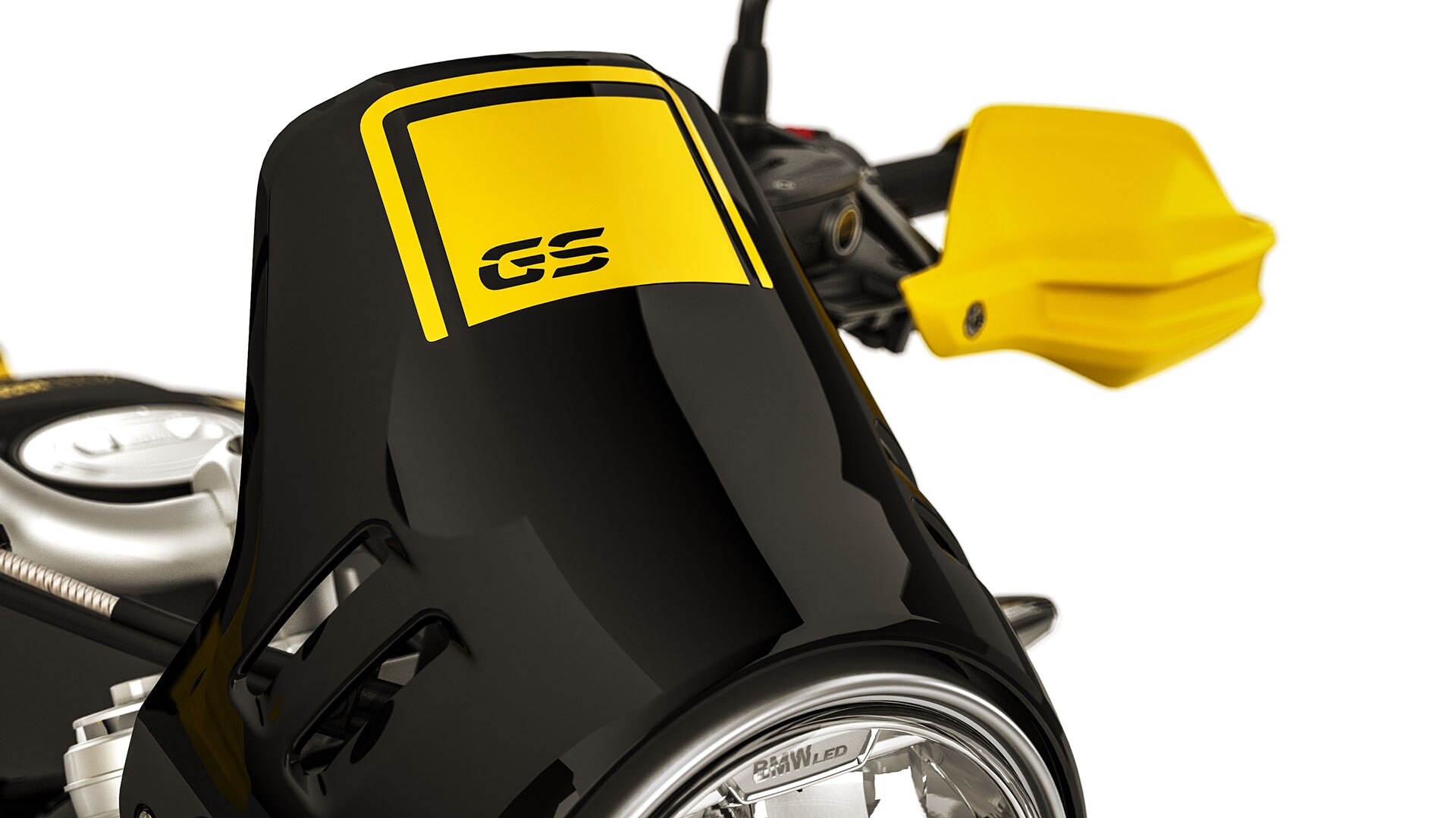 Vidíme čelný štít modelu R nineT Urban G/S vrátane loga GS.