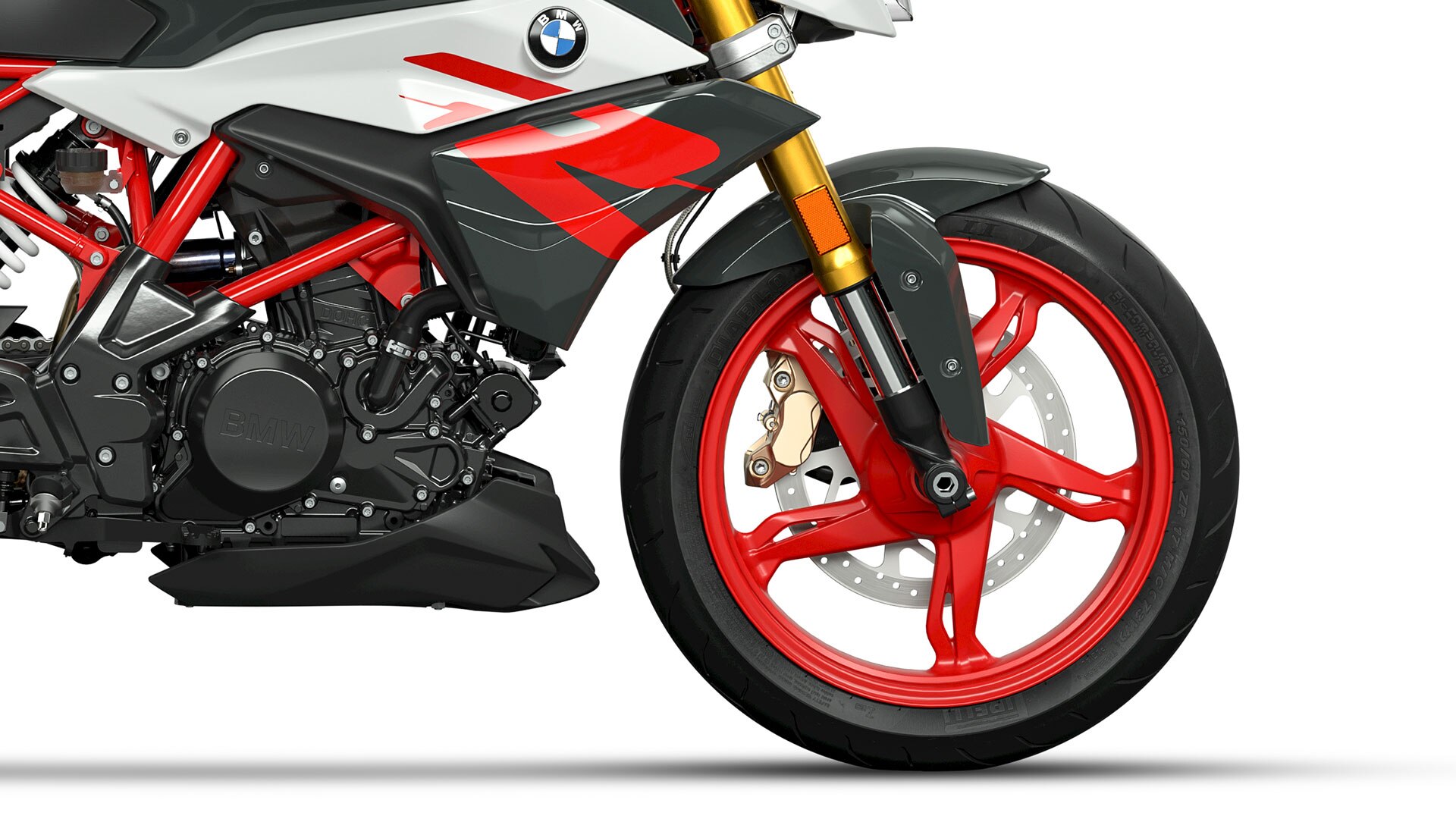 Vidíme koleso z hliníkového odliatku modelu G 310 R.