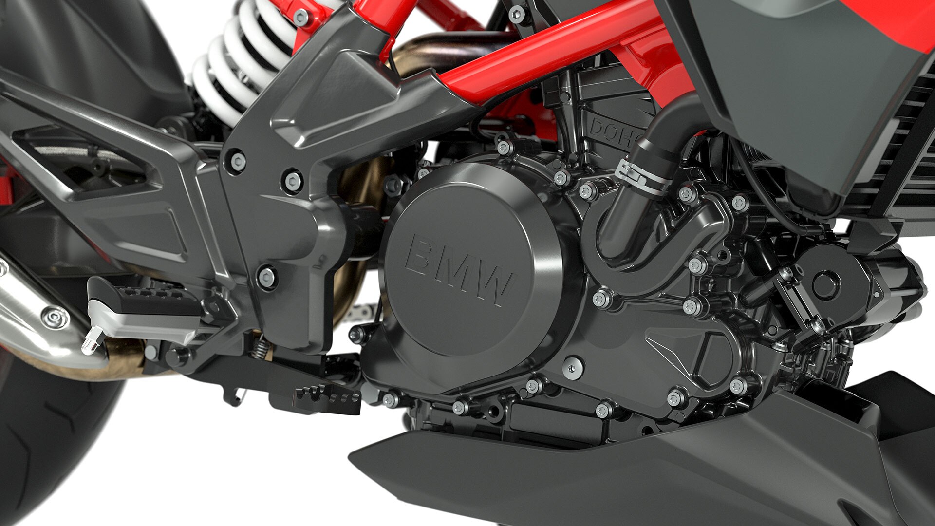 Vidíme titánovo šedý motor modelu G 310 R.