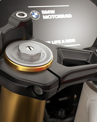 Pružinová vidlica typu Upside-Down v zlatej farbe s rozmerom 43 mm modelu F 450 RR od BMW Motorrad