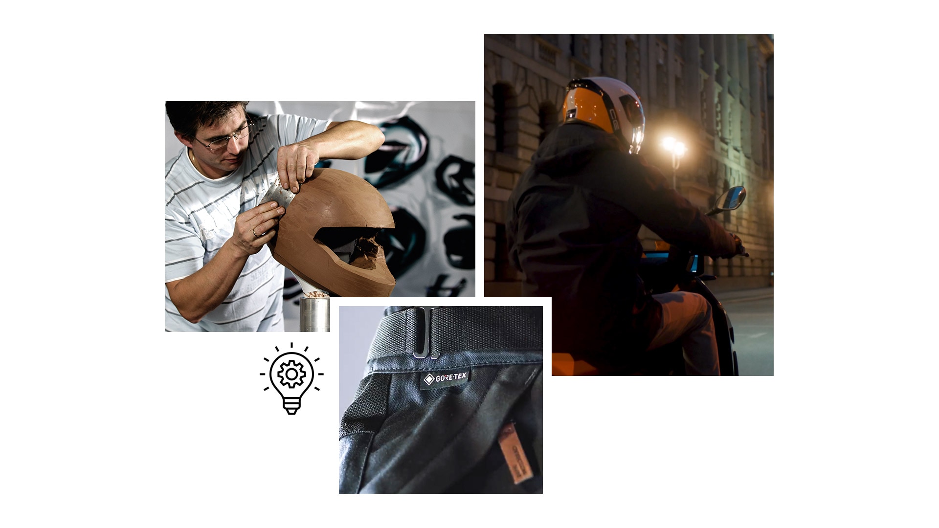 Koláž s inováciami od BMW Motorrad, ako bunda Tokyo Connect GTX